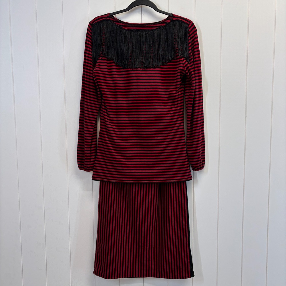 Handmade Western Goth Striped Fringe Skirt Set Women Size M Boho Grunge Indie